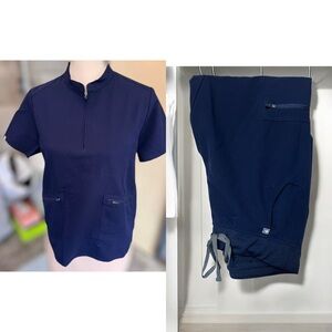 Figs scrub set navy blue (Nata Henley Top- SMALL  & Jogger pants Petite  MEDIUM